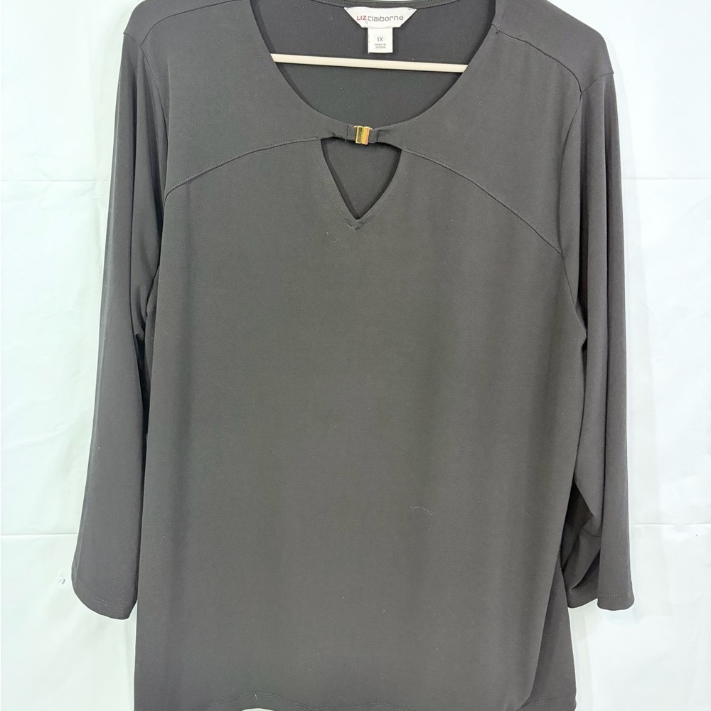 Liz Claiborne Black Keyhole Blouse